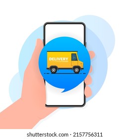 Ausweis für den Express-Zustelldienst. Schneller Lieferauftrag mit Stoppuhr auf weißem Hintergrund. Vektorgrafik