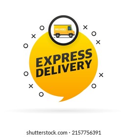 Express delivery service badge. Fast time delivery order with stopwatch on white background. Vector illustration