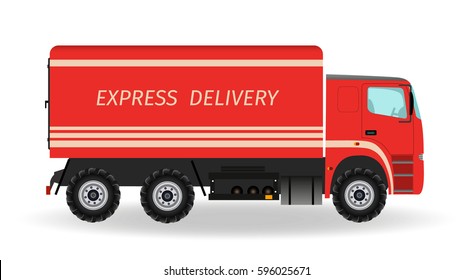 Express delivery service car. Transportation vehicle isolated on a white background. Flat style vector illustration..