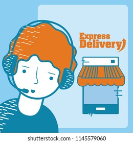Express Delivery service cartoon