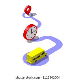 Express delivery service concept. Package tracking. Modern isometric vector illustration