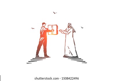 Express delivery service concept sketch. Hand drawn isolated vector