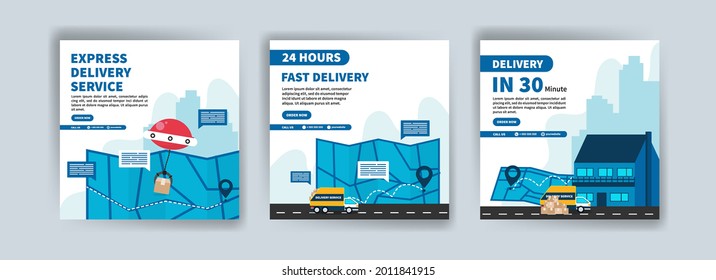 Express delivery service. Fast delivery 24 hours. Delivery in 30 minute. Banner vector for social media ads, web ads, business messages, discount flyers and big sale banners.