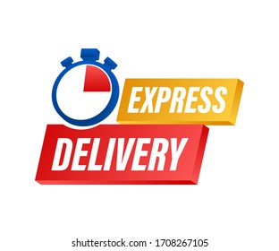 Express delivery service. Fast time delivery order with stopwatch. Vector stock illustration.