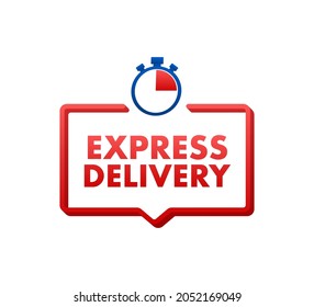 Express delivery service. Fast time delivery order with stopwatch. Vector stock illustration.