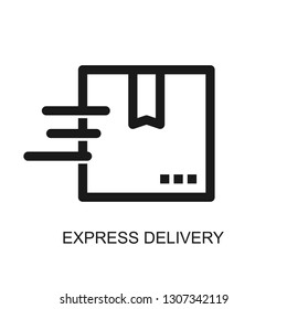 Express delivery service icon. Concept of shipping. Stroke outline style. Line vector. Isolate on white background.