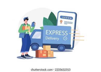 Express delivery service Illustration concept. A flat illustration isolated on white background