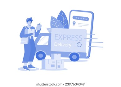 Servicio de entrega urgente Concepto de ilustración en fondo blanco