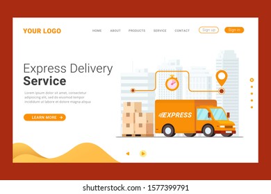 
Express delivery service landing page template design concept vector illustration
