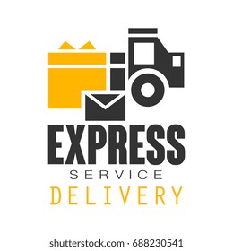 Express delivery service logo design template, black and yellow vector Illustration on a white background