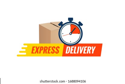 Express delivery service logo. Fast time delivery order with stopwatch. Quick shipping delivery icon