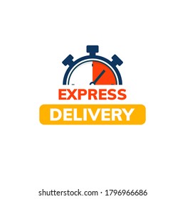 Express delivery service logo. Fast time delivery order with stopwatch. Quick shipping delivery icon