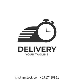 Express delivery service logo. Fast time delivery order with stopwatch. Quick shipping delivery icon.