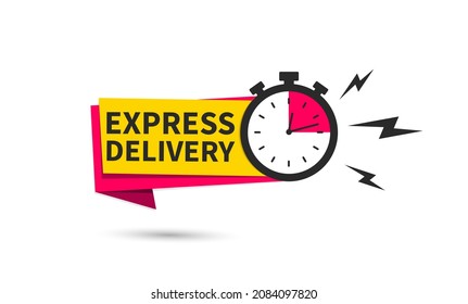 Express delivery service logo. Fast time delivery order with stopwatch. Quick shipping delivery icon
