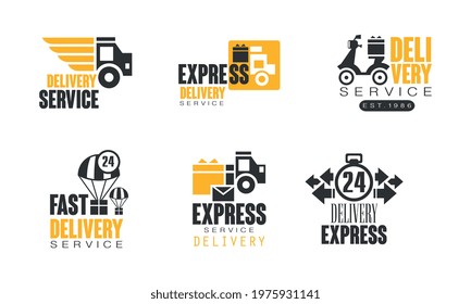 Express Delivery Service Logo for Freight Shipping Company Vector Set