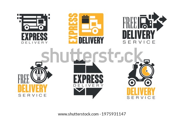 Express Delivery Service Logo for Freight Shipping\
Company Vector Set