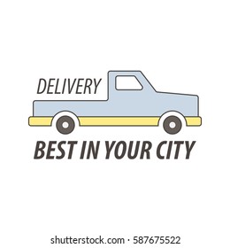 Express delivery service logo template with truck car. Vector Illustration. Isolated on white.