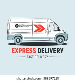 EXPRESS Delivery service logo template. Delivery company logo. Fast car. Vector illustration.