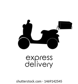Express Delivery Service Silhouette with Scooter.  Vector Illustration logo Design.