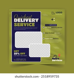 Express delivery service Social media post vector template.