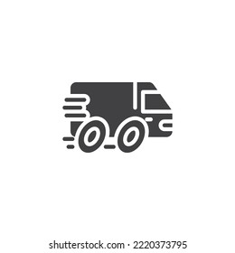 Icono del vector de servicio de entrega rápida. signo plano relleno para concepto móvil y diseño web. Icono de glifo de camión de envío rápido. Símbolo, ilustración del logotipo. Gráficos vectoriales