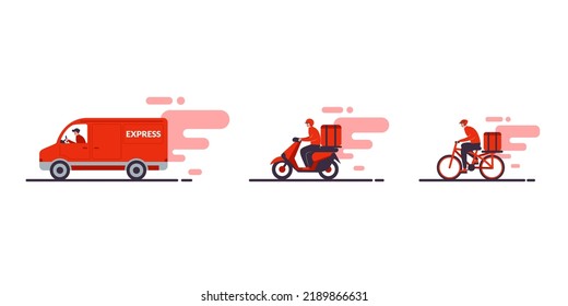 Express Delivery Service Vehicle - Vector Illustration