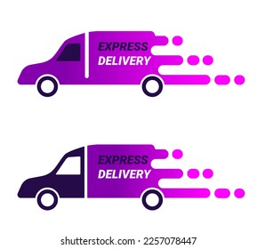 Express Delivery. Set of two delivery machines with gradient fill. 