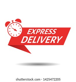 Express delivery sign for apps and website, delivery concept. Alarm clock countdown. Flat design, vector illustration. 