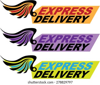 Express delivery sign with a wing Vector