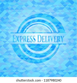 Express Delivery sky blue emblem. Mosaic background