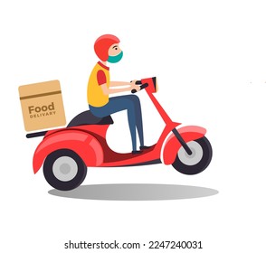 Express Delivery Social Media Post, Scooter Delivery, Online Delivery service or Bike and Home Delivery Ads or Icon