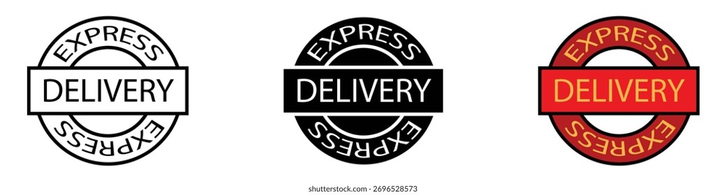 Vector de icono de sello de entrega urgente. Símbolo de Logos de Entrega Express de Profesional Rápido. Ilustración vectorial.