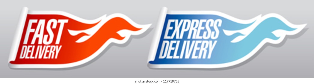 Express delivery stickers set.