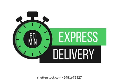 Express Delivery. Stopwatch. Online express delivery service. Online order tracking. Vector illustration