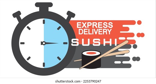 express delivery sushi vector, illustration, symbol