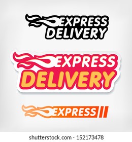 Express delivery symbols. Vector. Express delivery  logo template stickers set.