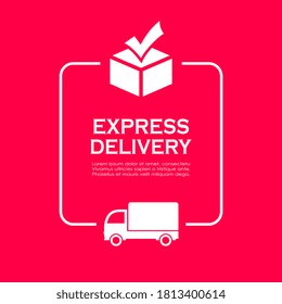 Express delivery text box design on red background