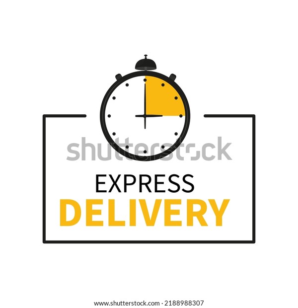 Express delivery. Timer and express\
delivery inscription. Vector illustration.\
