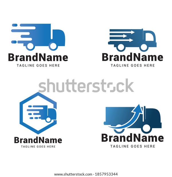 Express delivery truck box, expedition logo\
icon, vector template.