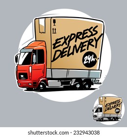 Express Delivery Truck. Cartoon illustration