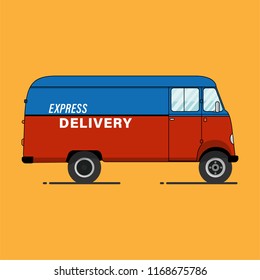 Express delivery truck. Flat design vector illustration.
