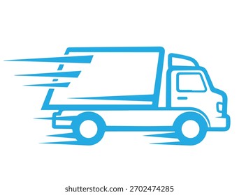 Ícone de caminhão de entrega expresso ilustração vetor dinâmica de um caminhão de entrega rápida em movimento, ideal para a velocidade de transporte, eficiência e serviços de transporte urgente