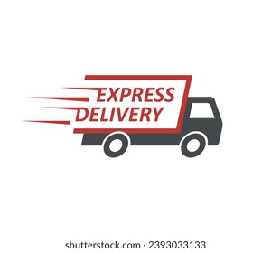 express delivery truck icon, fast shipping service van