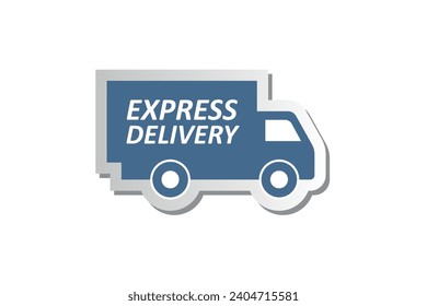 express delivery truck icon sticker, fast shipping service van
