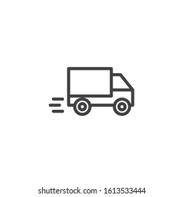 Express delivery truck line icon. linear style sign for mobile concept and web design. Fast shipping outline vector icon. Cargo logistics symbol, logo illustration. Vector graphics