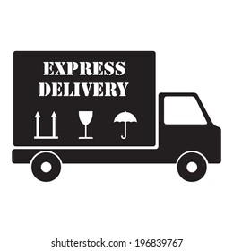Express delivery truck. Vector icon or sign.
