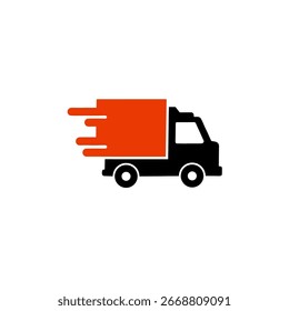 Ícone de caminhões de entrega expressa. Caminhão de transporte rápido. Entrega gratuita 24 horas. Sinal logístico de transporte por caminhão