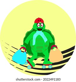 Express delivery. turtle on rollers will quickly deliver your order