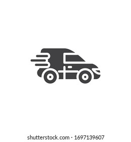 Express delivery van vector icon. filled flat sign for mobile concept and web design. Fast delivery service glyph icon. Symbol, logo illustration. Vector graphics