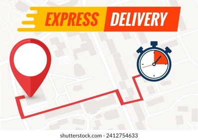 Express Delivery Vector Concept - Fast Shipping Route on Map Illustration